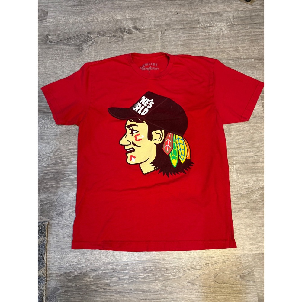 Violent Gentlemen Waynes World Campbell 22 Chicago Hockey Red T-Shirt Mens L